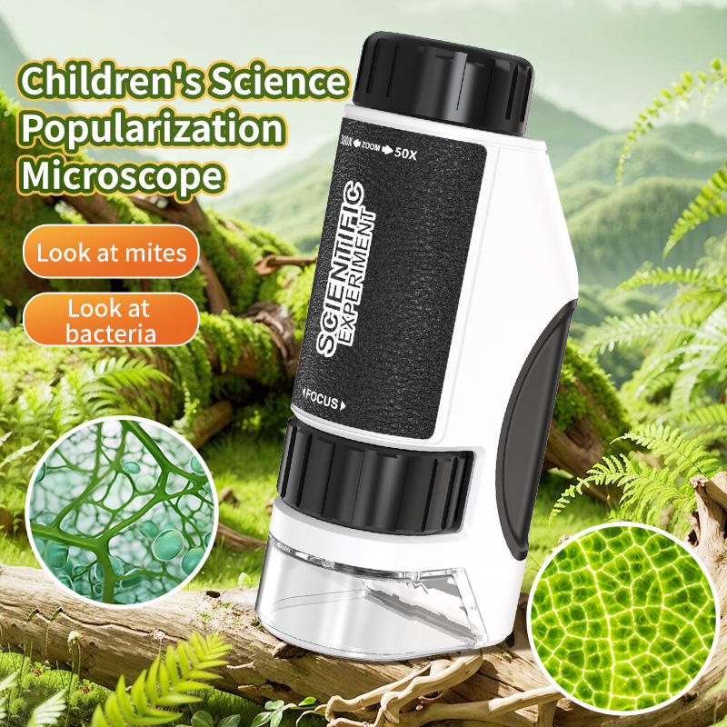 Educational Mini Plastic Handheld Microscope with LED Light Outdoor Toy for Children